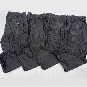 CHEF WORKS Jogger Pants Mens XXL 2XL Black White Stripe Gray Elastic Relaxed 257